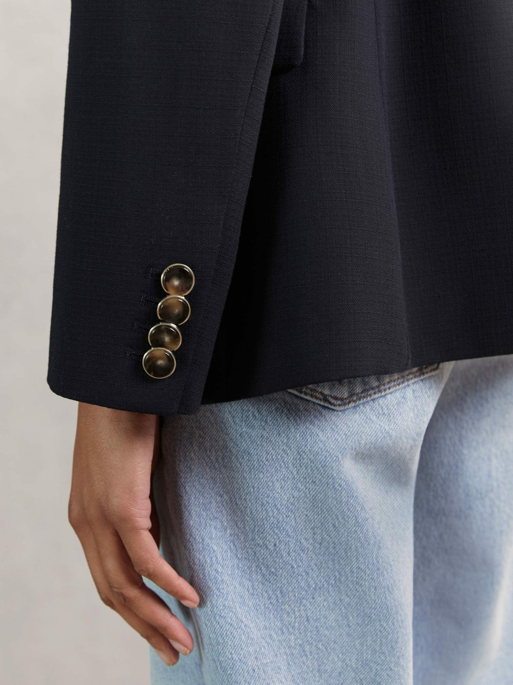 Wool-Blend Double-Breasted Blazer Navy | Womens