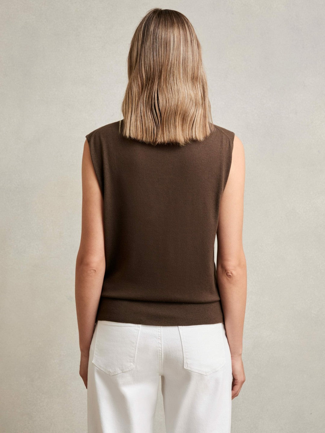 Wool Slouched Sleeveless Top Chocolate | Womens