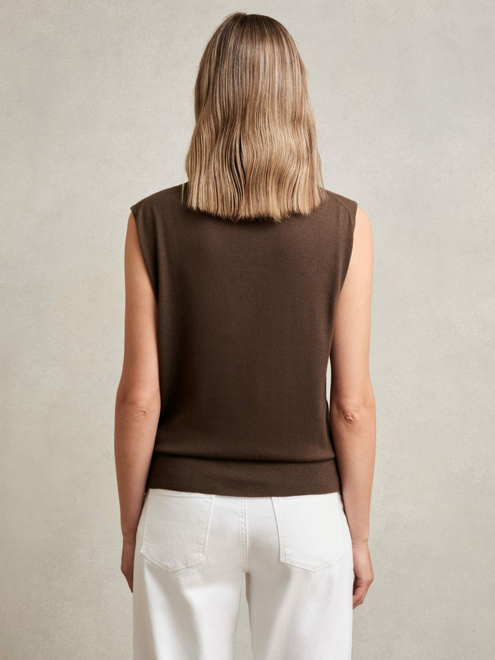 Wool Slouched Sleeveless Top Chocolate | Womens