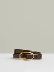Patent Leather Oval Buckle Belt Chocolate | Womens