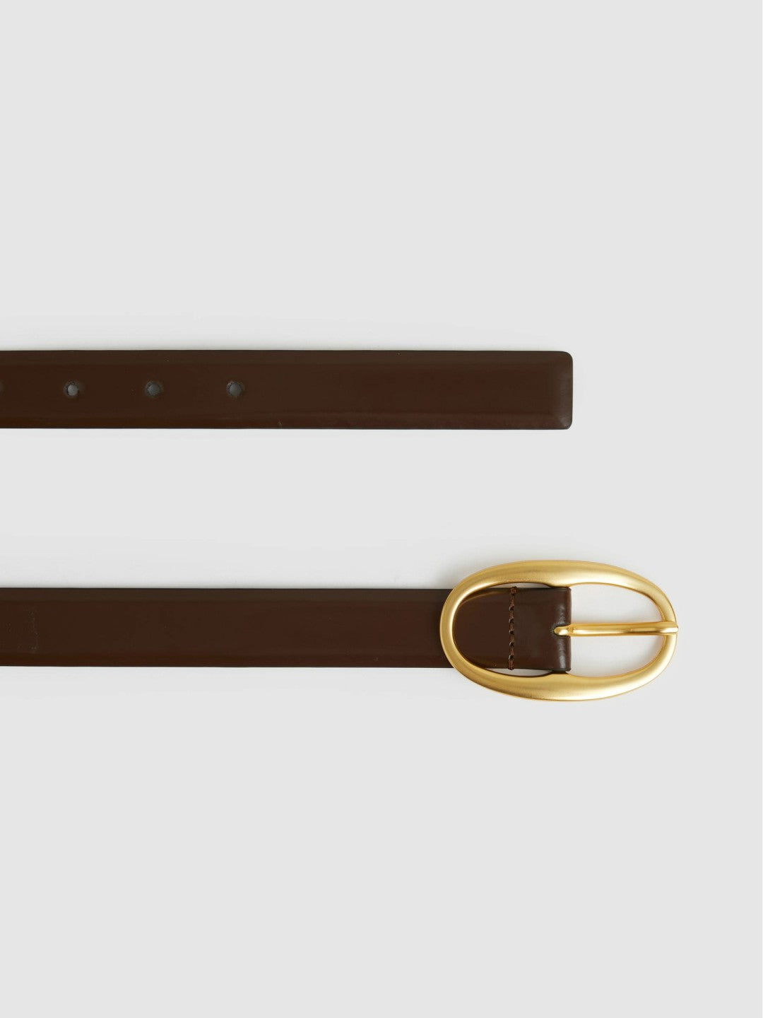 Patent Leather Oval Buckle Belt Chocolate | Womens