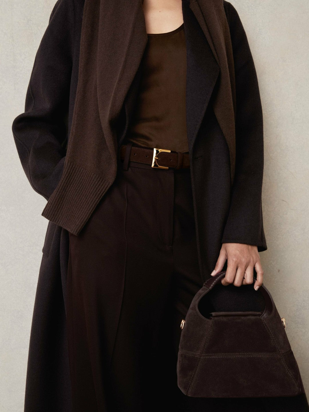 Patent Leather Oval Buckle Belt Chocolate | Womens