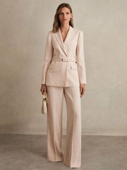 Petite Wide-Leg Suit Trousers Pink | Womens