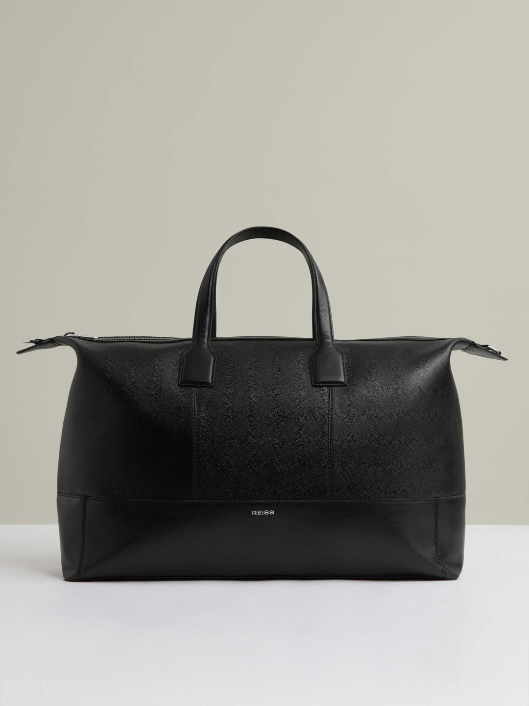 Micro-Grain Leather Holdall Black | Mens