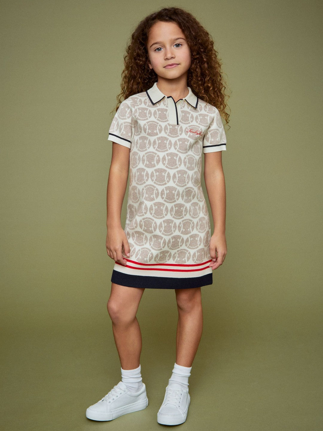 13-14 yrs SmileyWorld Knitted Polo Dress Off White | Children