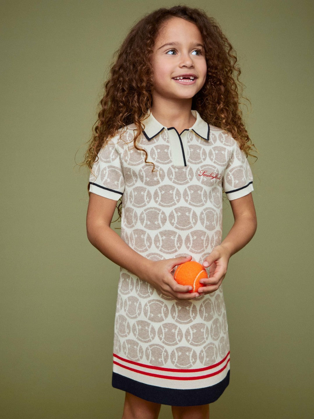 13-14 yrs SmileyWorld Knitted Polo Dress Off White | Children