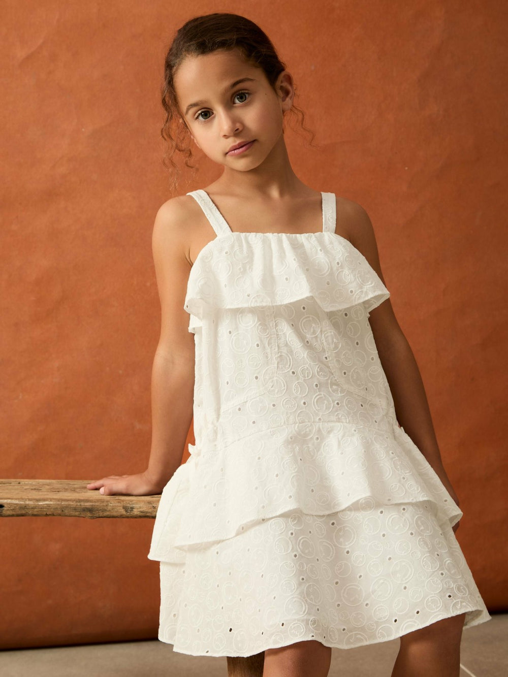 9-13 yrs SmileyWorld Broderie Logo Dress Ivory | Children