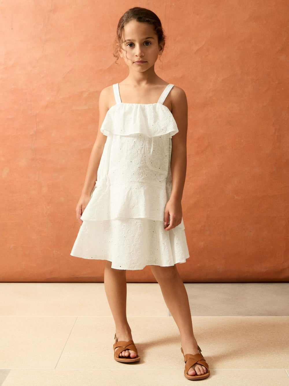 9-13 yrs SmileyWorld Broderie Logo Dress Ivory | Children