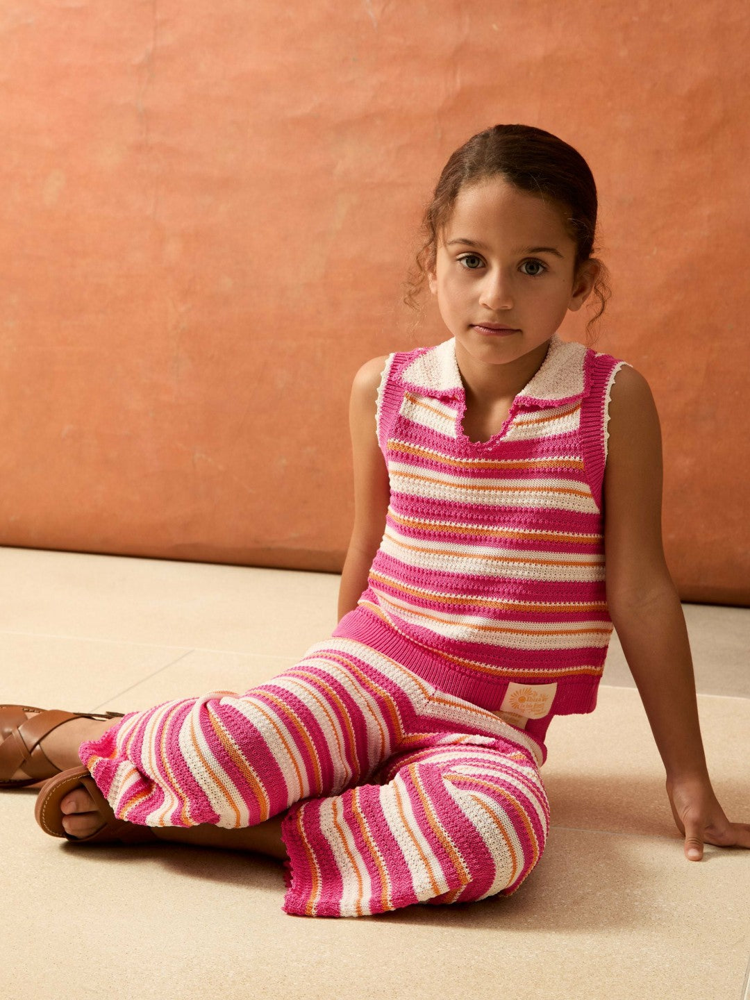 9-13 yrs SmileyWorld Stripe Knit Trousers Pink | Children