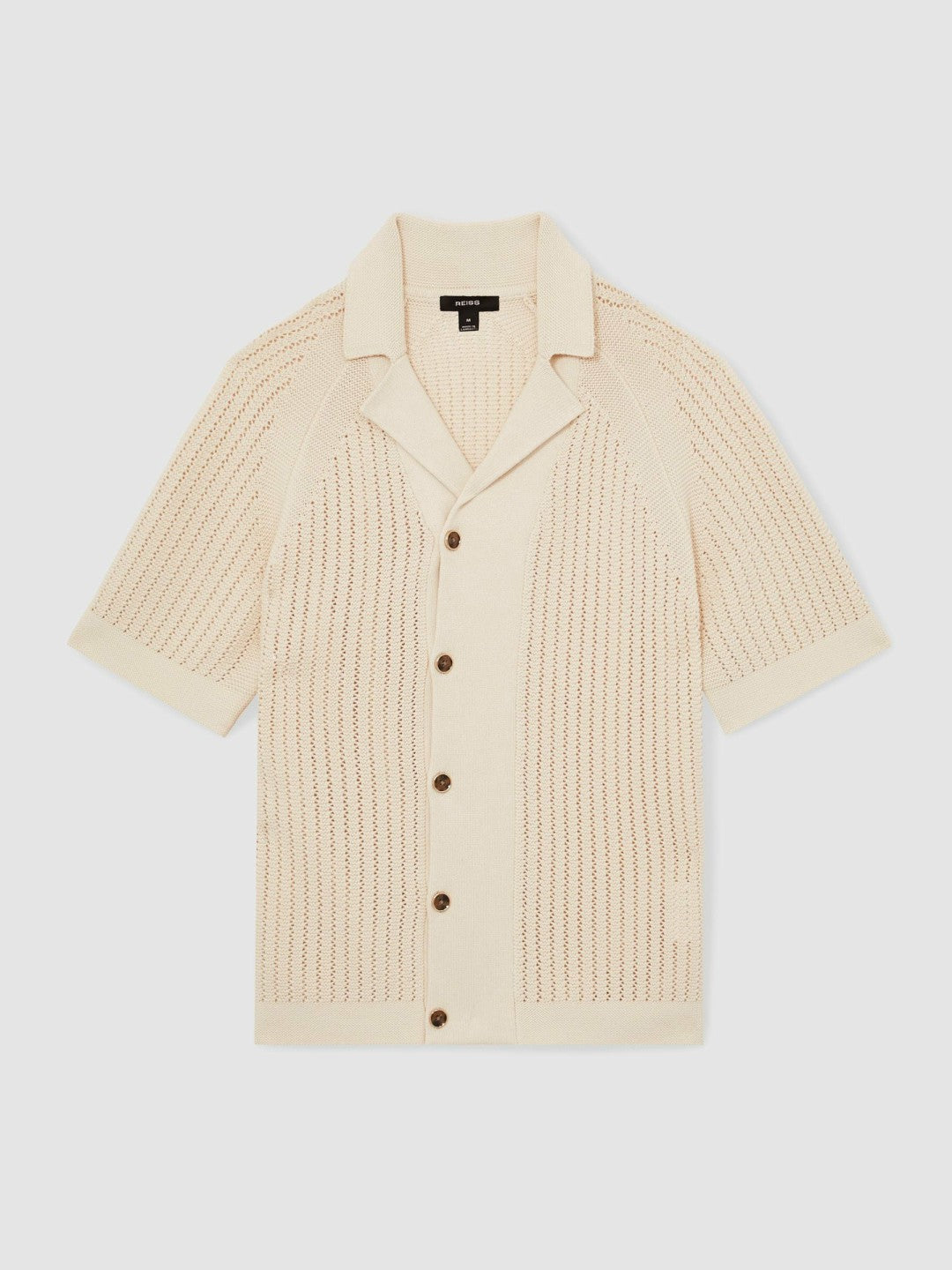Cotton Textured-Knit Cuban-Collar Shirt Light Stone | Mens