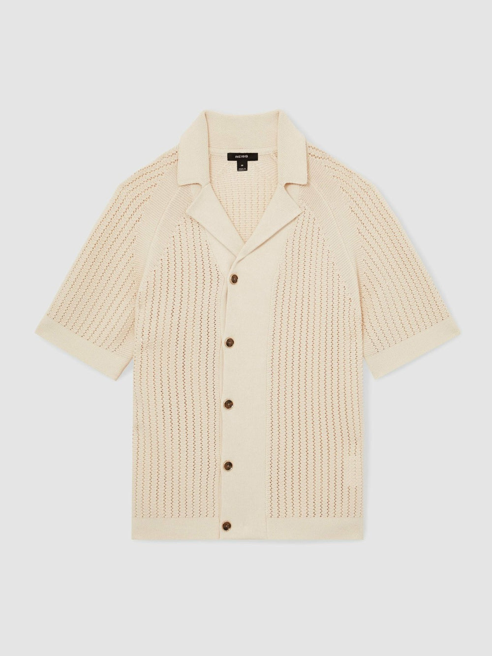 Cotton Textured-Knit Cuban-Collar Shirt Light Stone | Mens