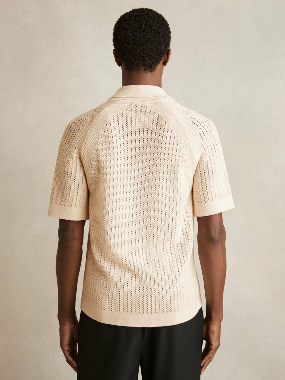 Cotton Textured-Knit Cuban-Collar Shirt Light Stone | Mens