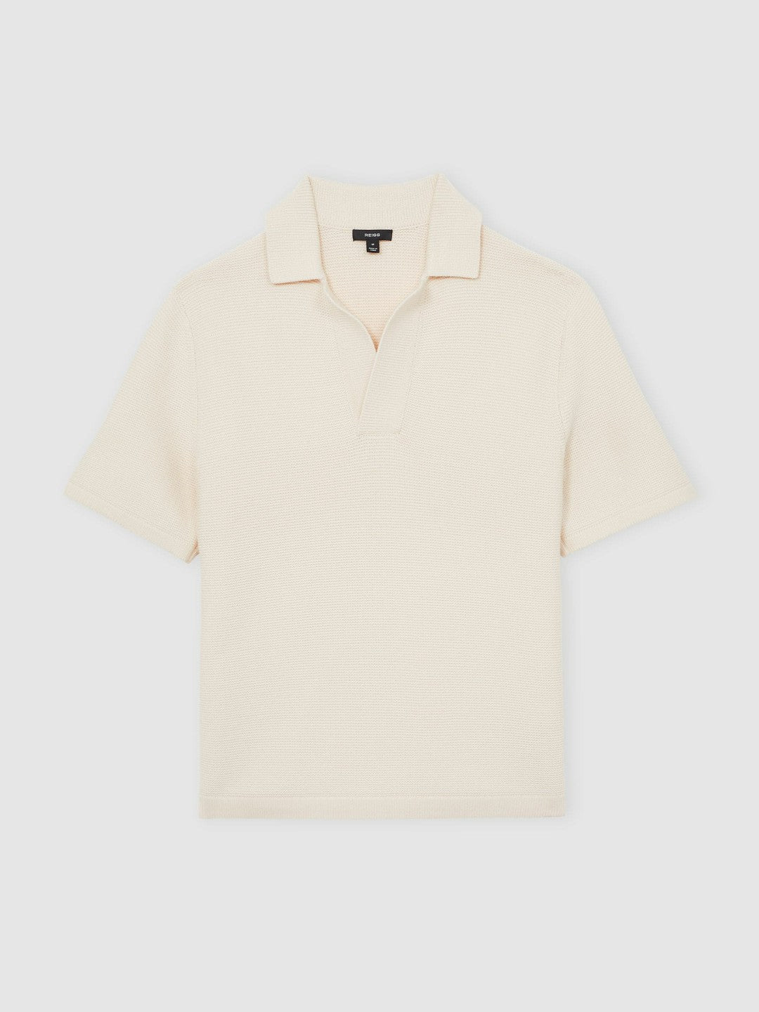 Oversize Textured Polo Shirt Cotton-Blend Off White | Mens