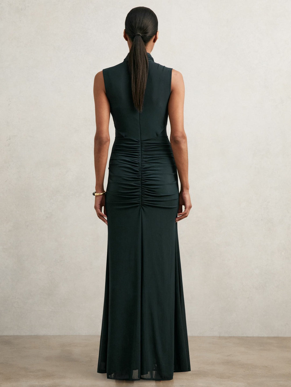Sheer Ruched Maxi Dress Teal | Womens