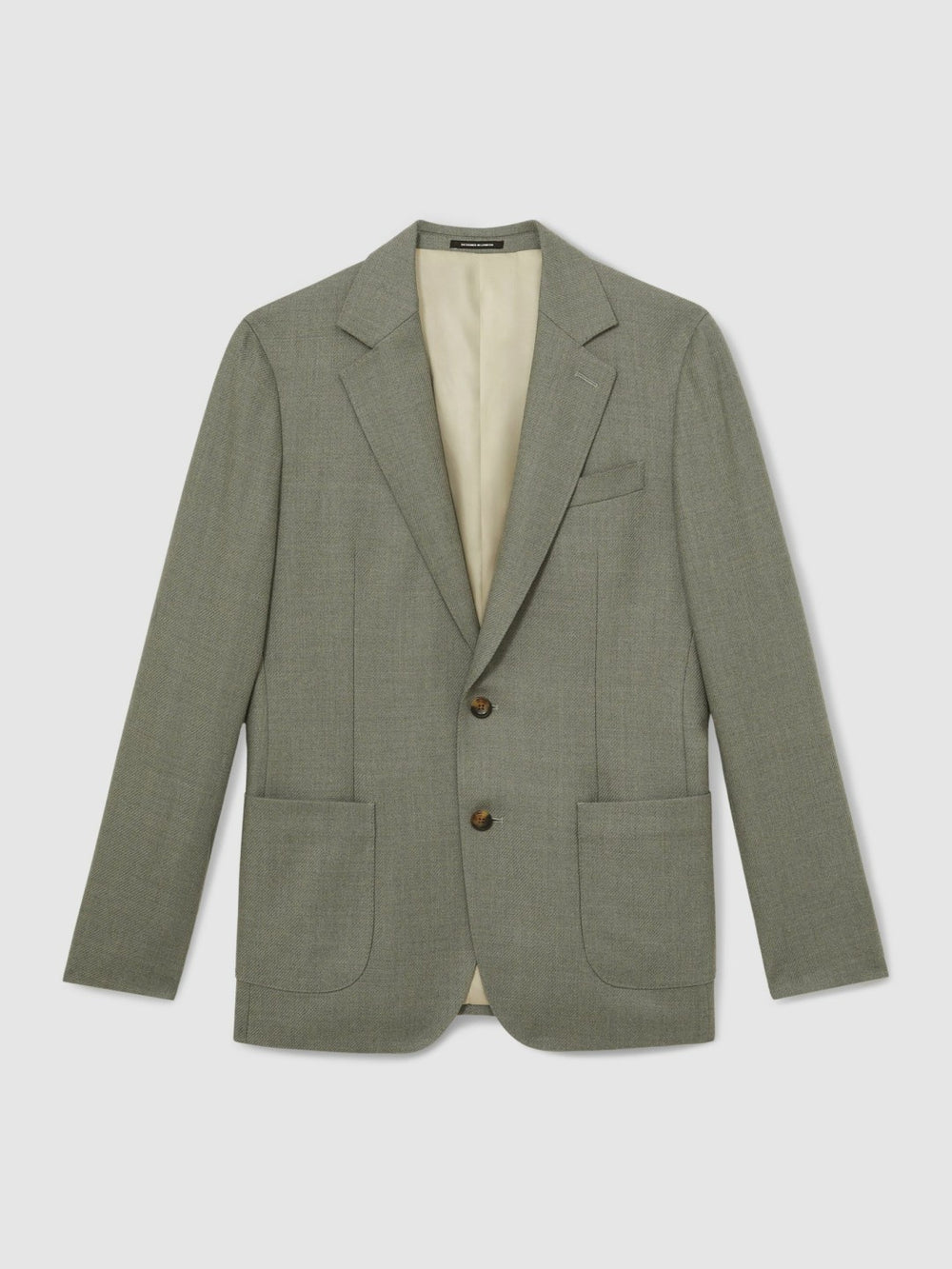 Wool-Blend Single-Breasted Blazer Slim-Fit Sage Green | Mens