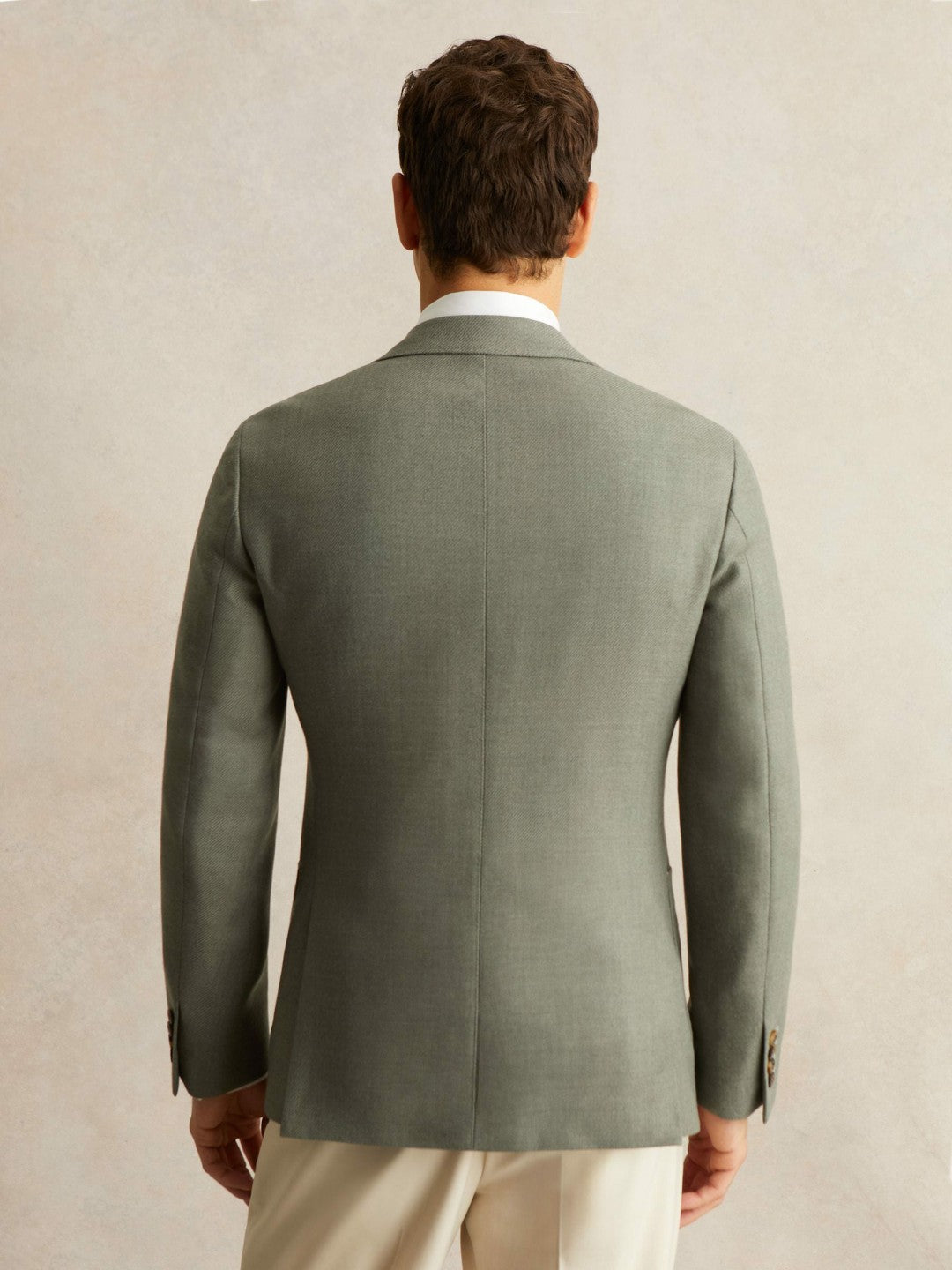 Wool-Blend Single-Breasted Blazer Slim-Fit Sage Green | Mens