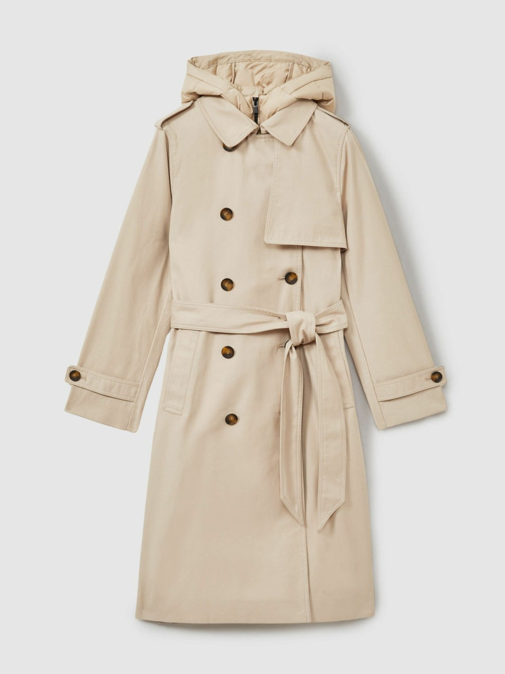 Petite Hooded Insert Trench Coat Stone | Womens