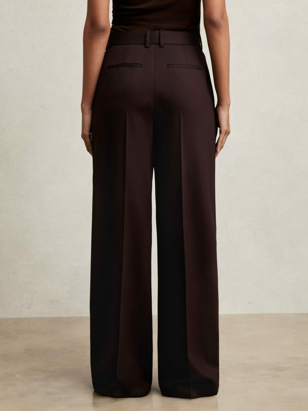 Petite Wool-Blend Wide-Leg Suit Trousers Aubergine | Womens
