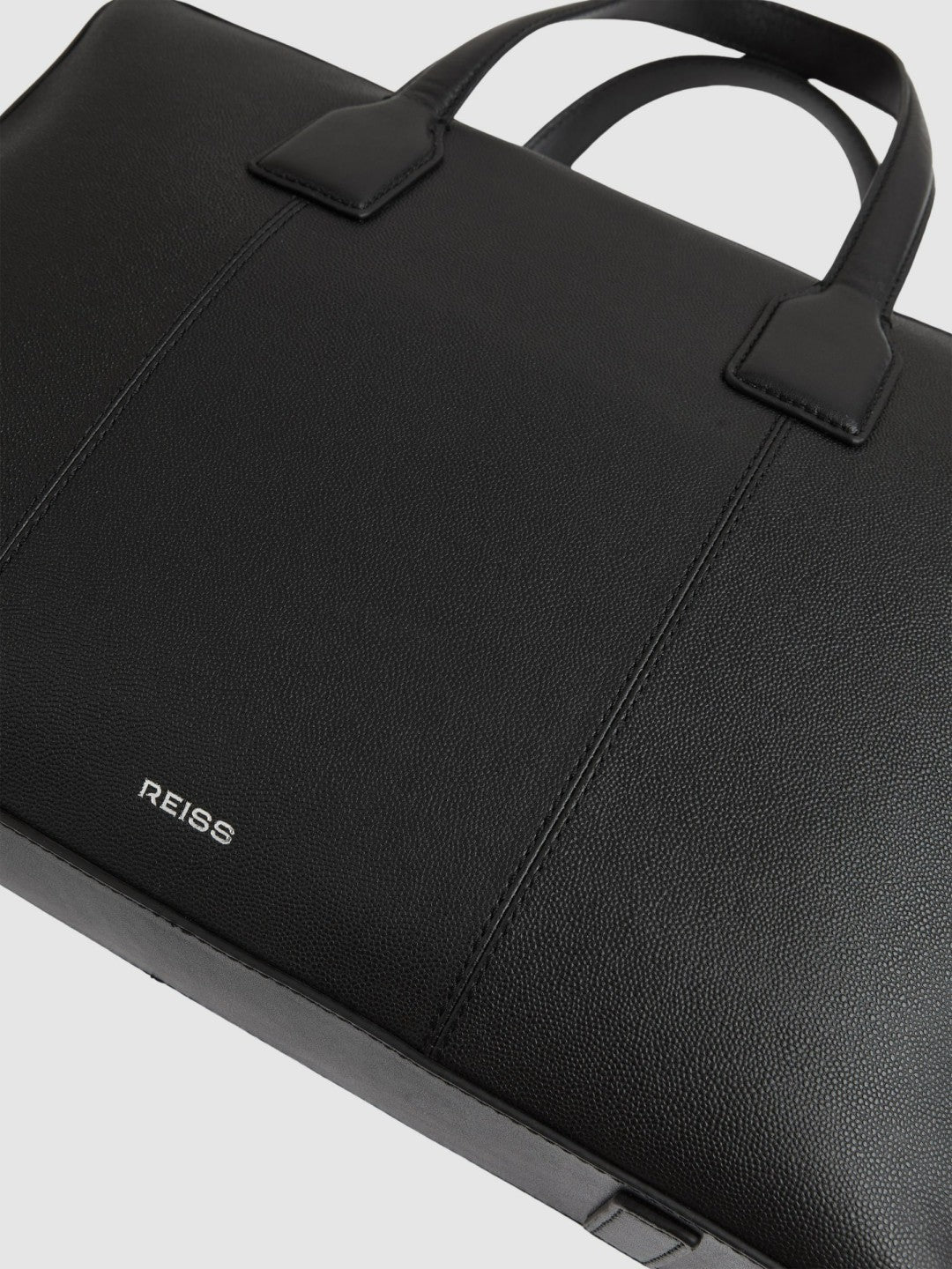 Micro-Grain Leather Briefcase Black | Mens