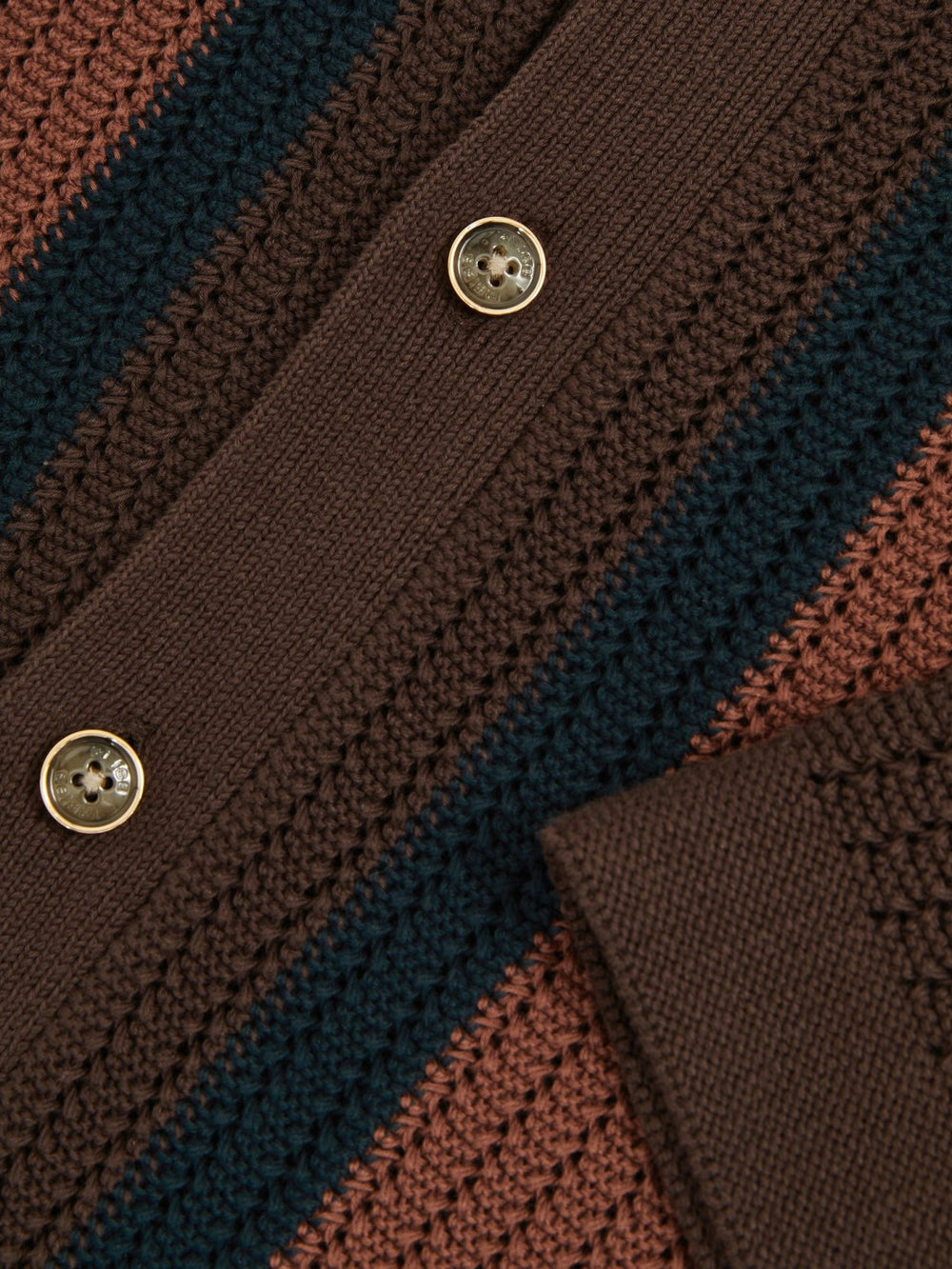 Cotton Textured-Knit Stripe Shirt Brown Multi | Mens