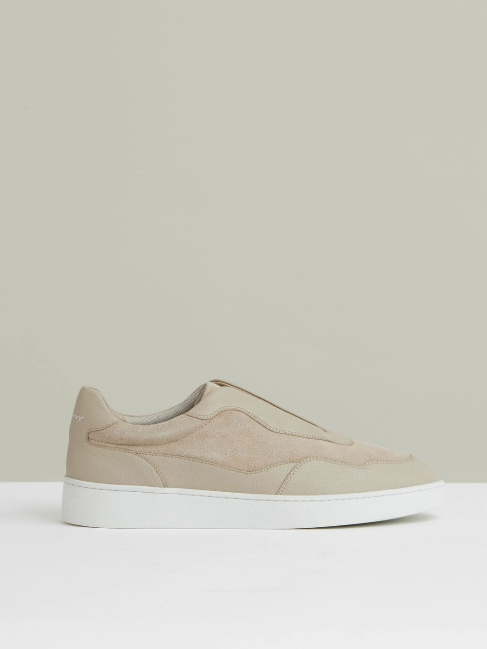 Leather Elasticated-Lace Trainers Ecru | Mens