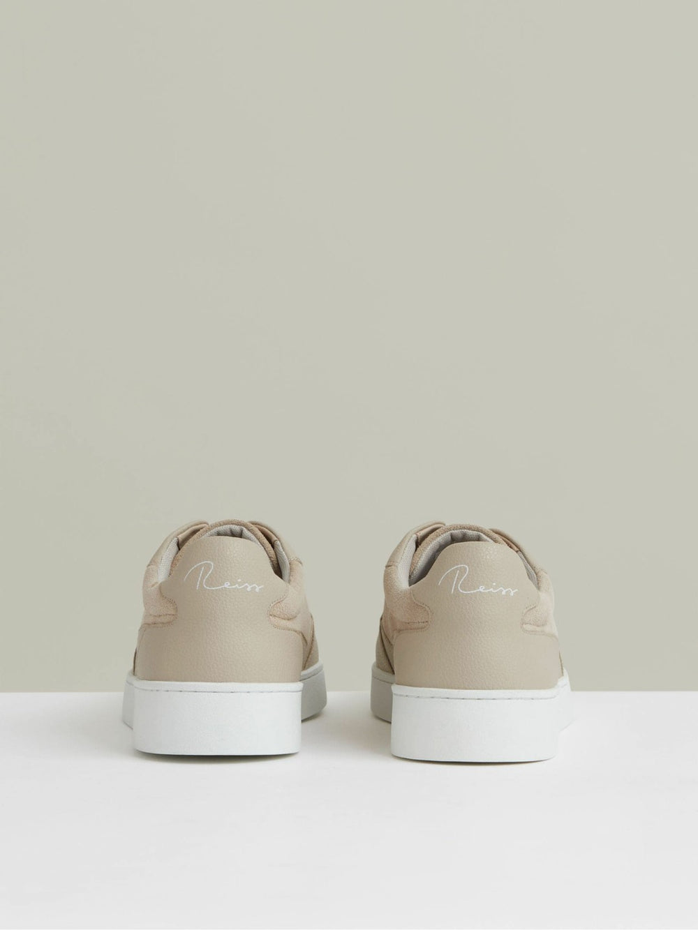 Leather Elasticated-Lace Trainers Ecru | Mens