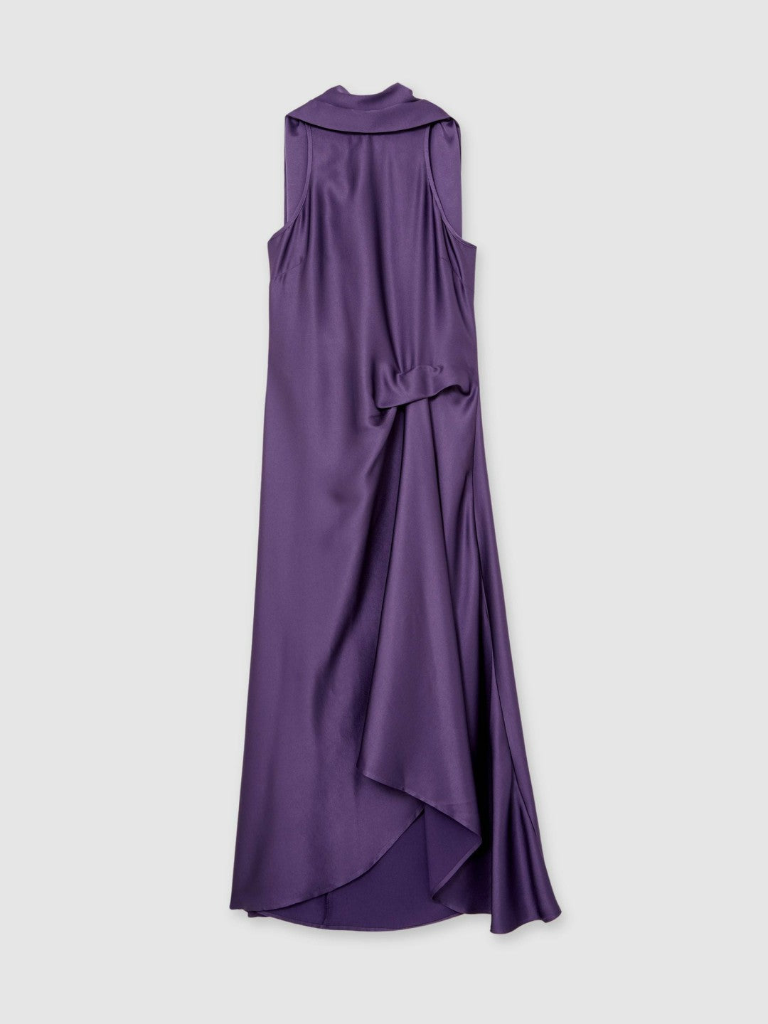 Satin Tuck-Detail Cape Midi Dress Purple | Womens