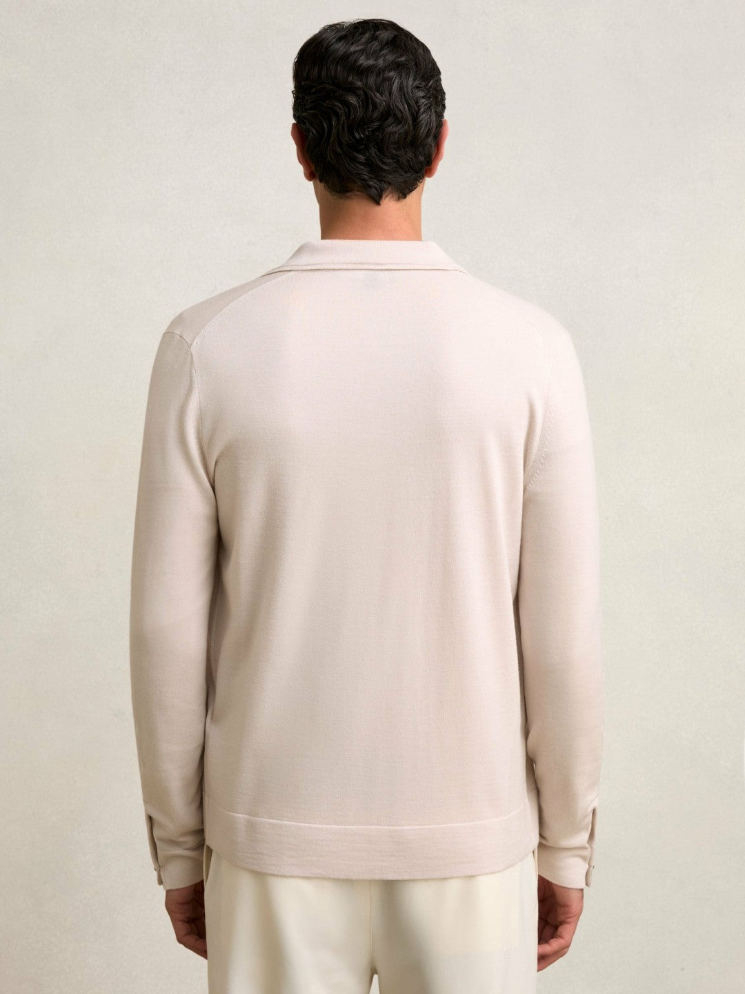 Merino Wool Button-Through Cardigan Beige | Mens