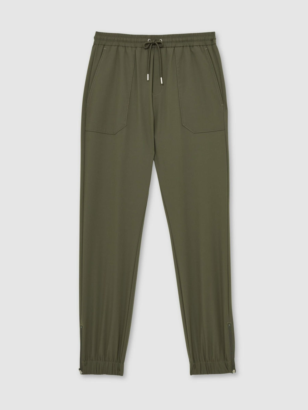 Drawstring Technical Cuffed Trousers Green | Mens