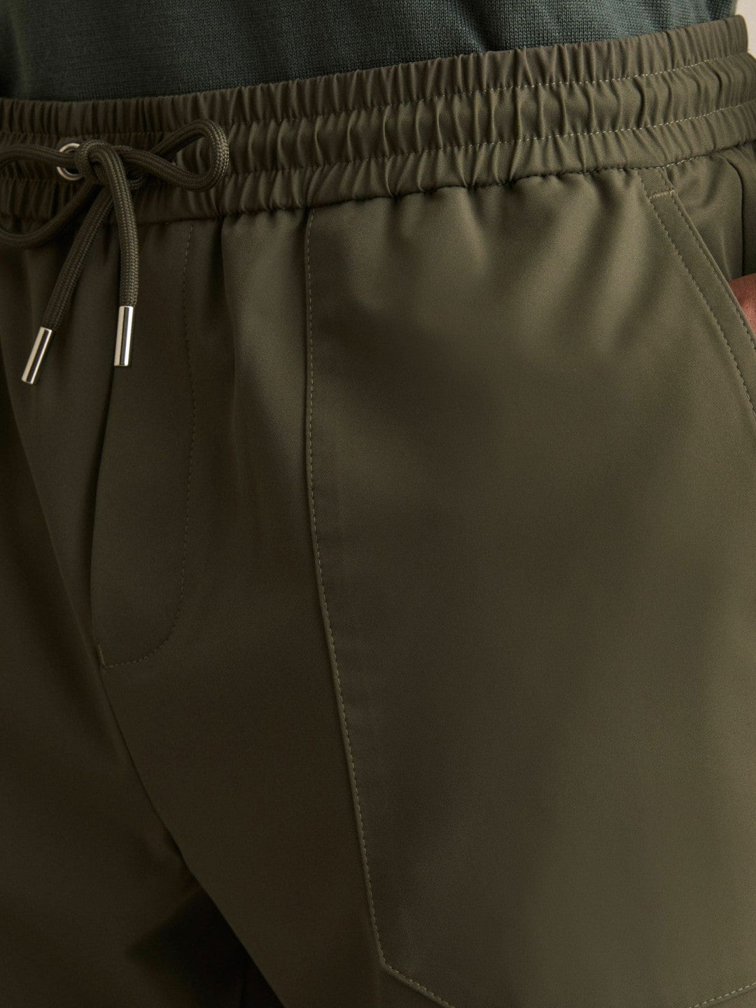 Drawstring Technical Cuffed Trousers Green | Mens