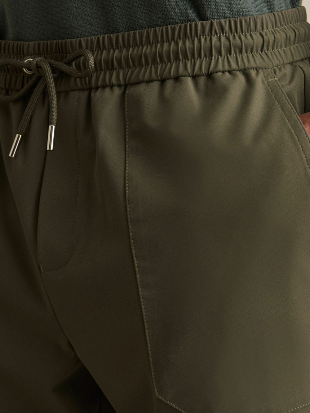 Drawstring Technical Cuffed Trousers Green | Mens