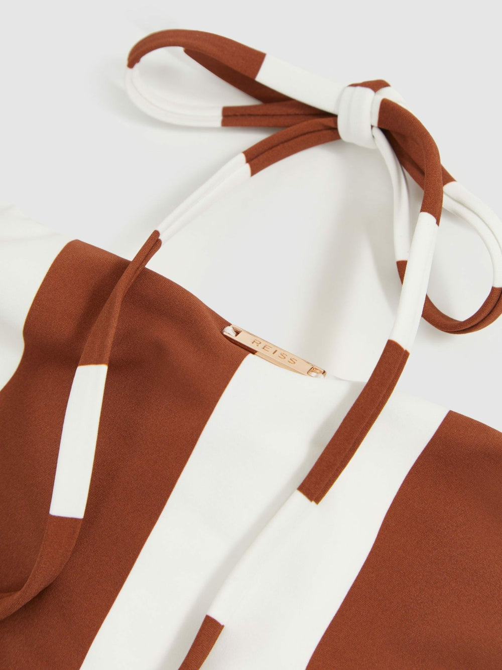 Stripe Cross-Back Swimsuit Brown/White | Womens