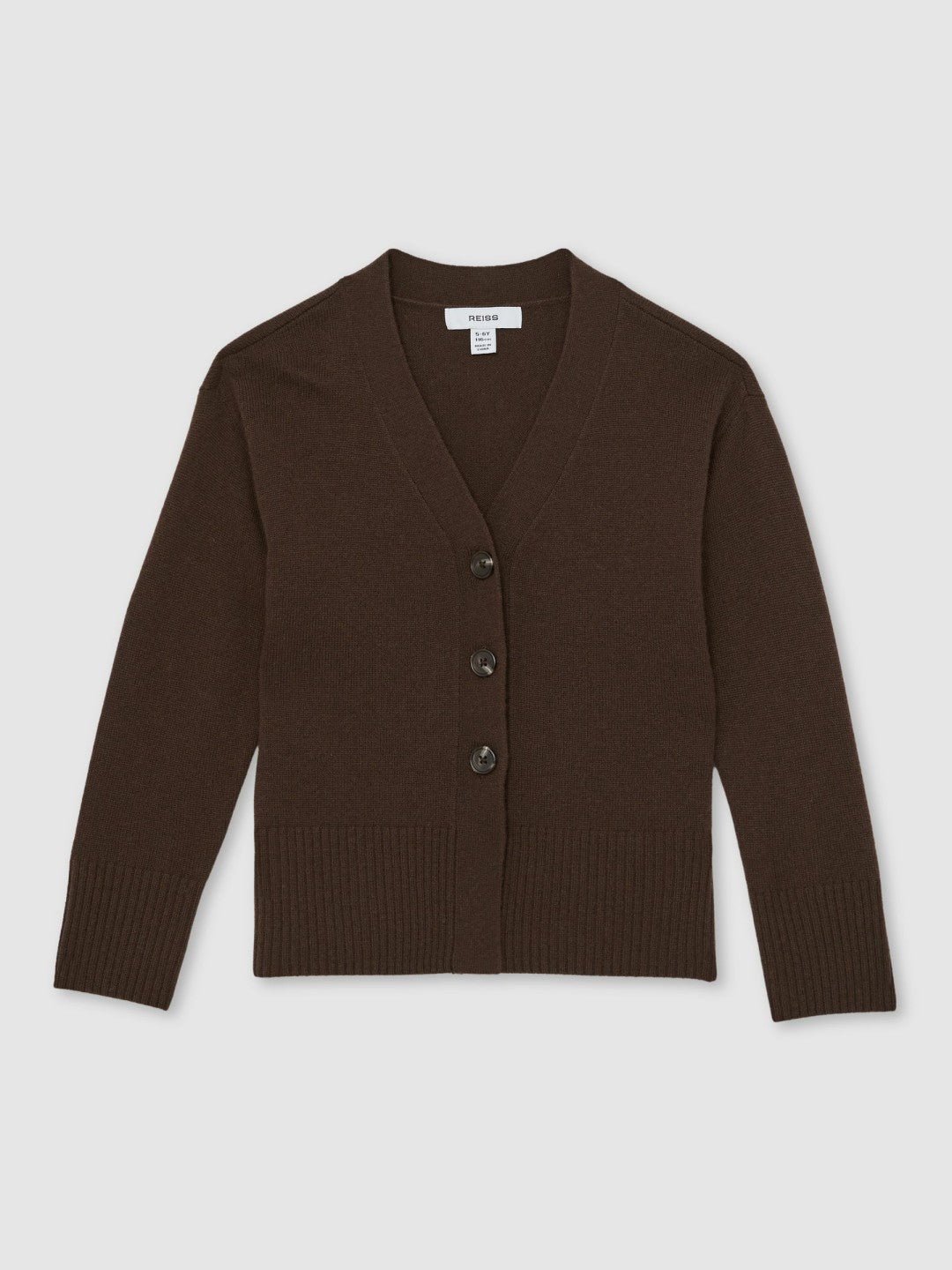13-14 yrs Wool-Blend Fitted Cardigan With Cashmere Brown | Children