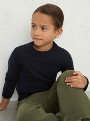 9-13 yrs Wool-Blend Open-Stitch Jumper with Cashmere Navy | Children