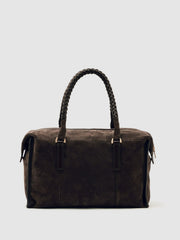 Suede Braided-Strap Bowling Bag Chocolate | Womens