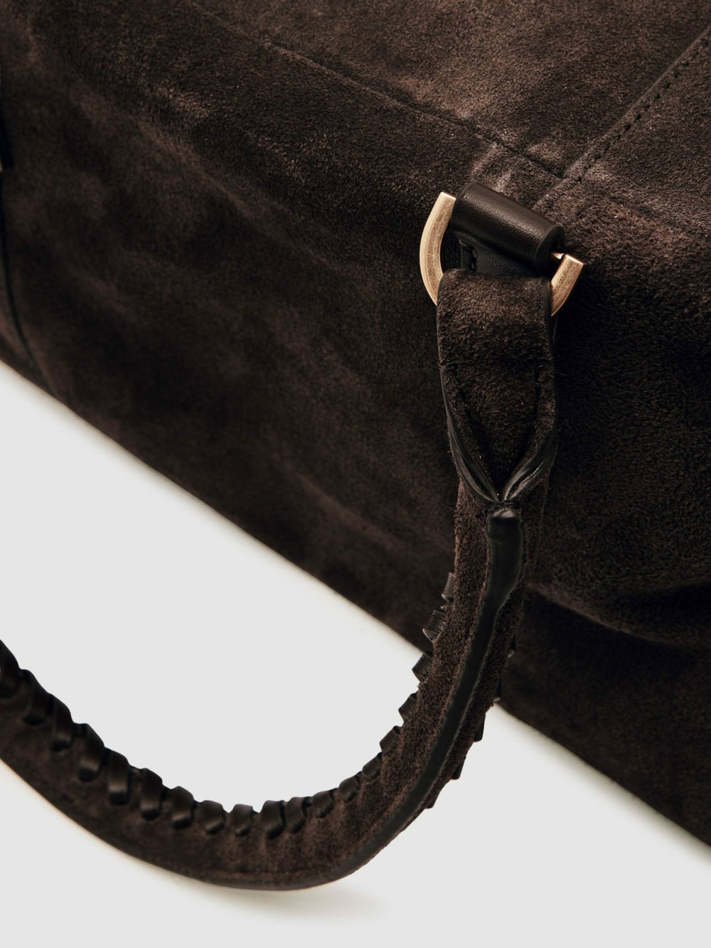 Suede Braided-Strap Bowling Bag Chocolate | Womens