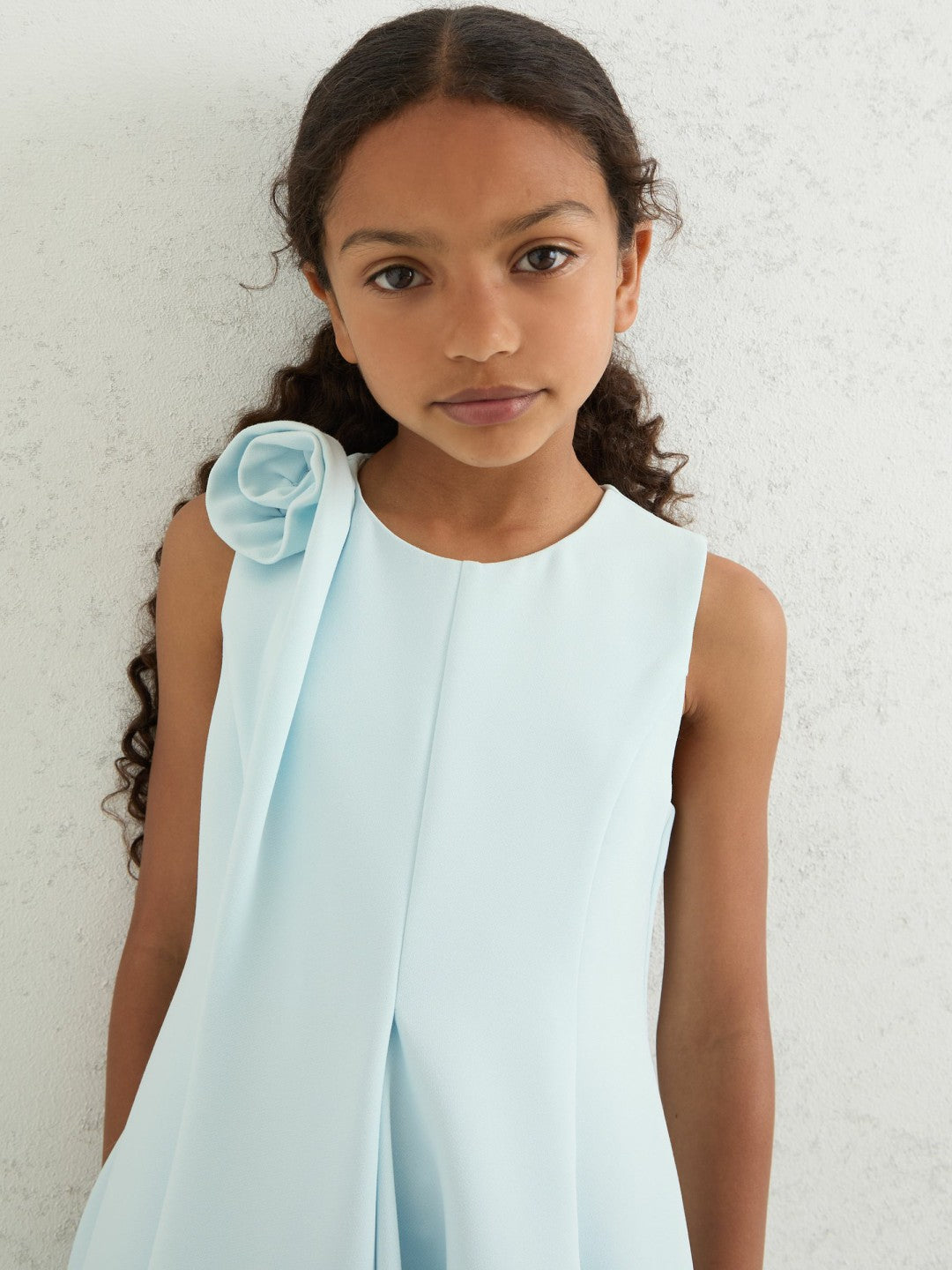 9-13 yrs Flower-Detail Fit-And-Flare Dress Blue | Children