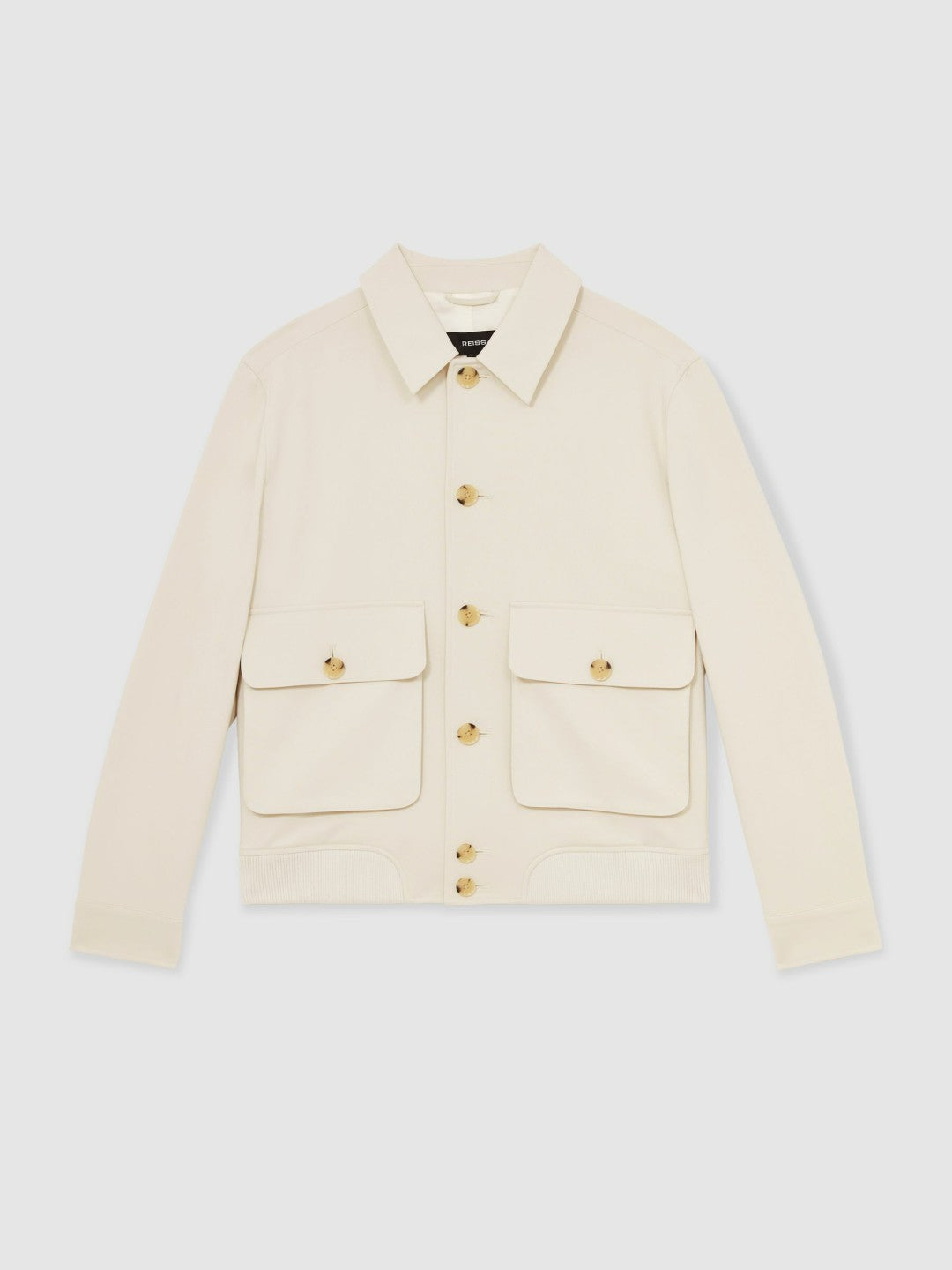 Cotton-Blend Button-Through Jacket Light Stone | Mens