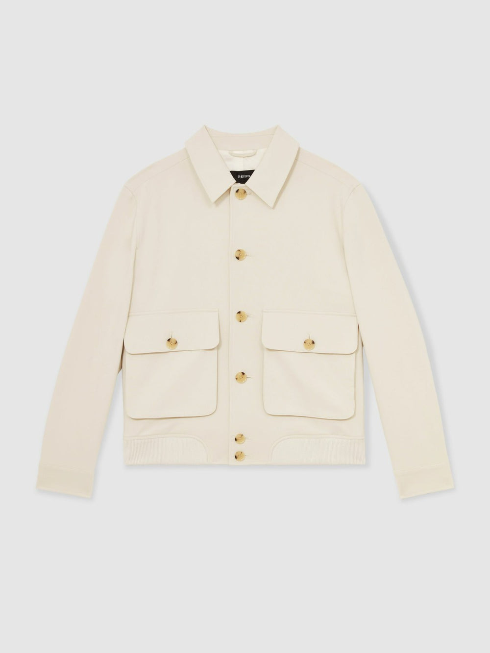 Cotton-Blend Button-Through Jacket Light Stone | Mens