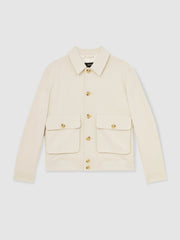 Cotton-Blend Button-Through Jacket Light Stone | Mens