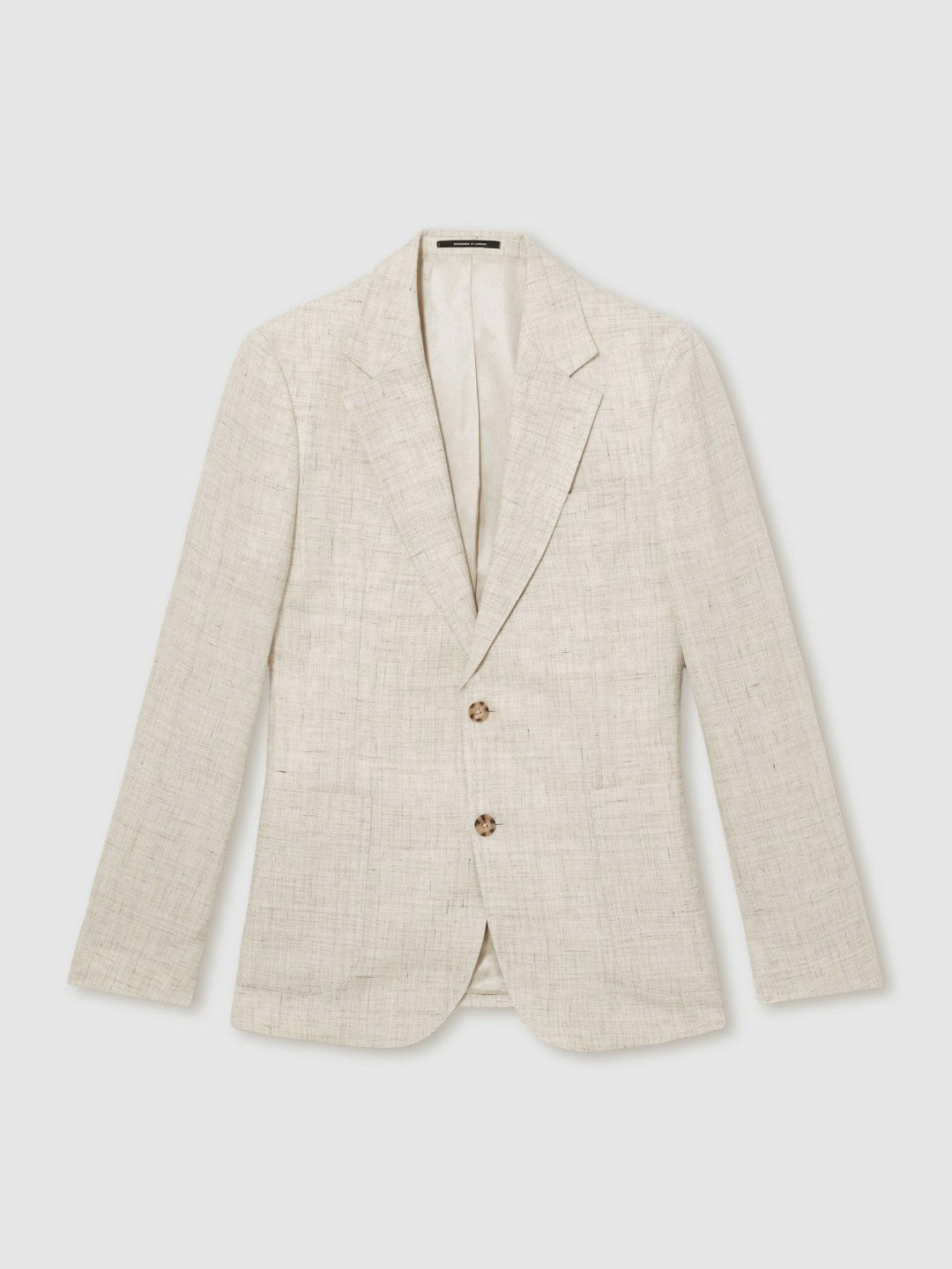 Linen-Cotton Single-Breasted Suit Blazer Slim-Fit Stone | Mens
