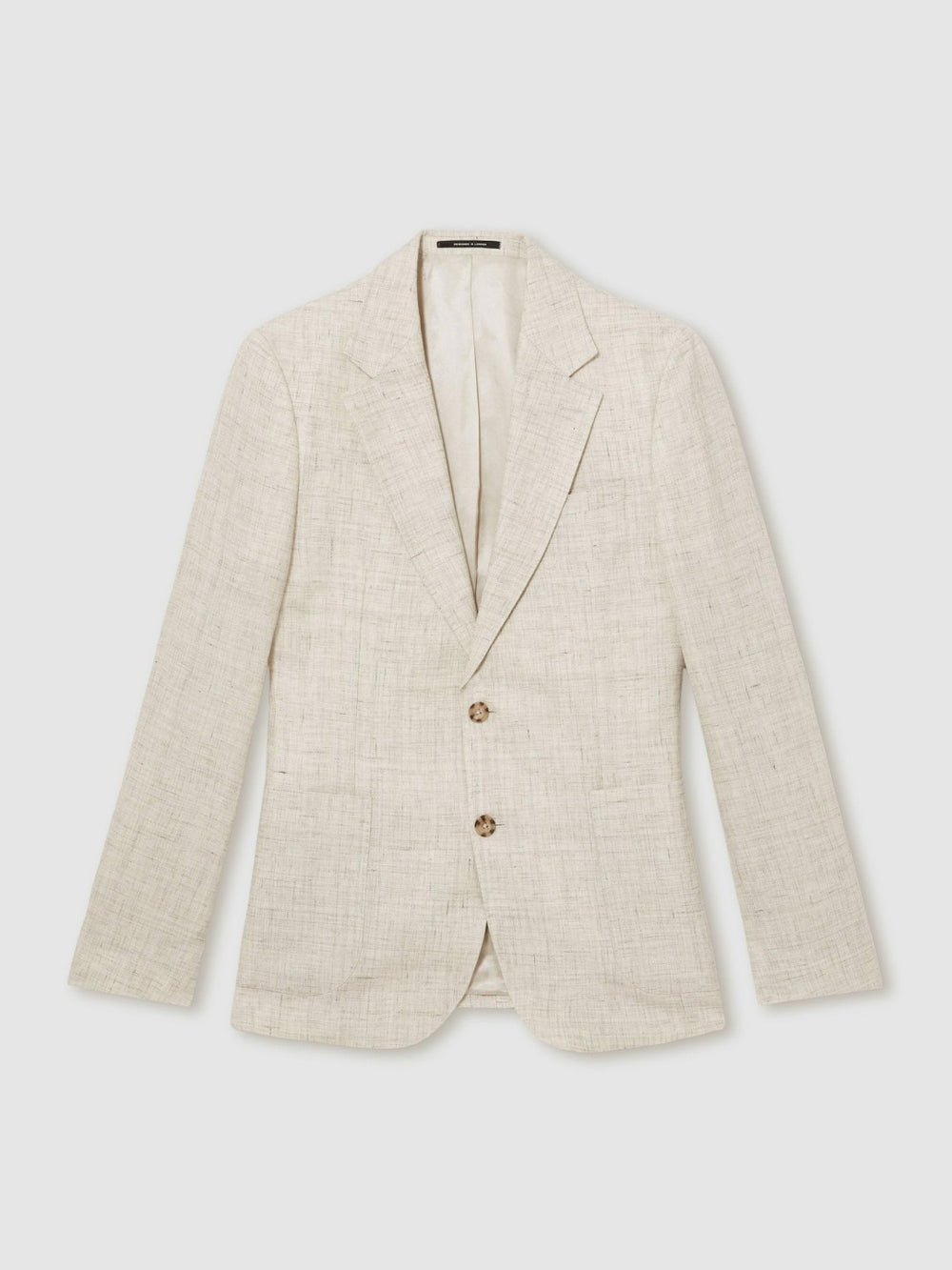 Linen-Cotton Single-Breasted Suit Blazer Slim-Fit Stone | Mens