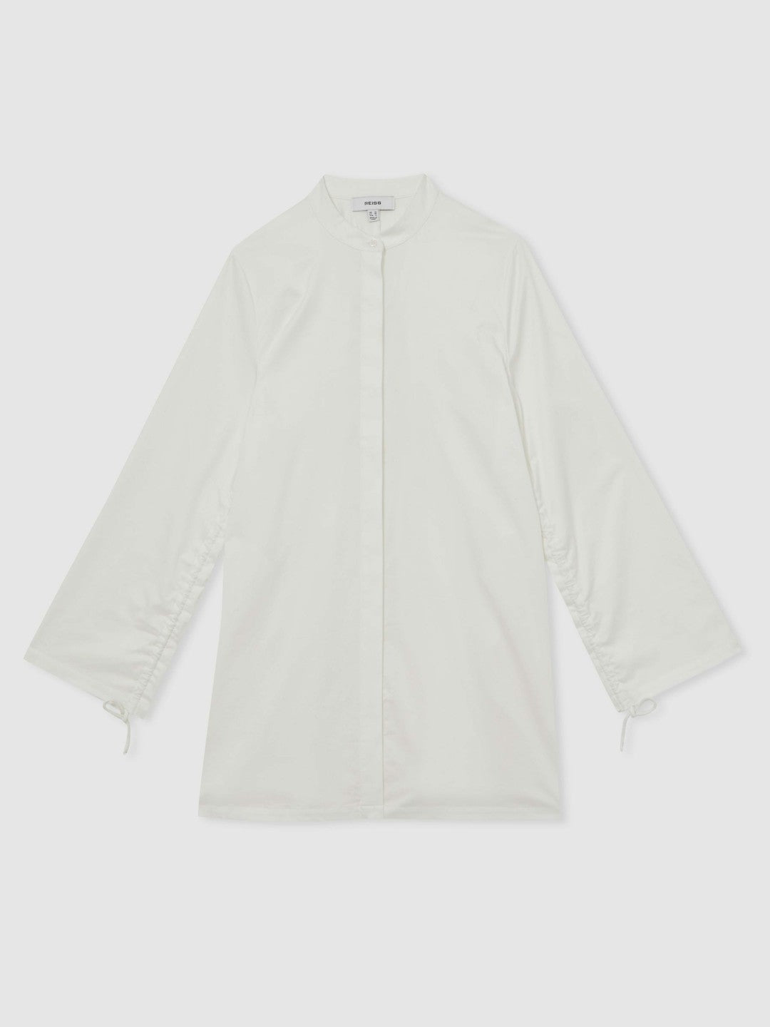 Cotton Gathered Cut-Out Shirt Dress with Stretch Ivory | Womens