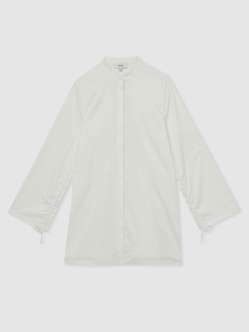 Cotton Gathered Cut-Out Shirt Dress with Stretch Ivory | Womens