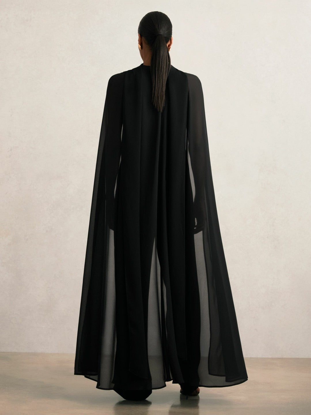 Wide-Leg Cape Jumpsuit Black | Womens