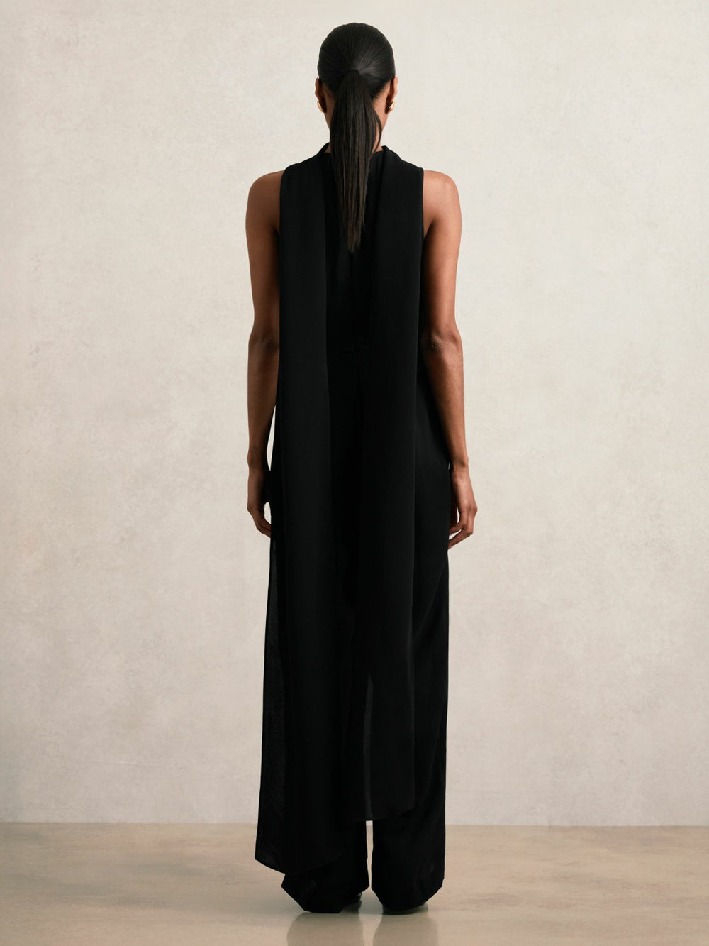 Wide-Leg Cape Jumpsuit Black | Womens