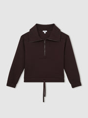 Interlock Half Zip Drawstring Hem Sweatshirt Plum | Womens
