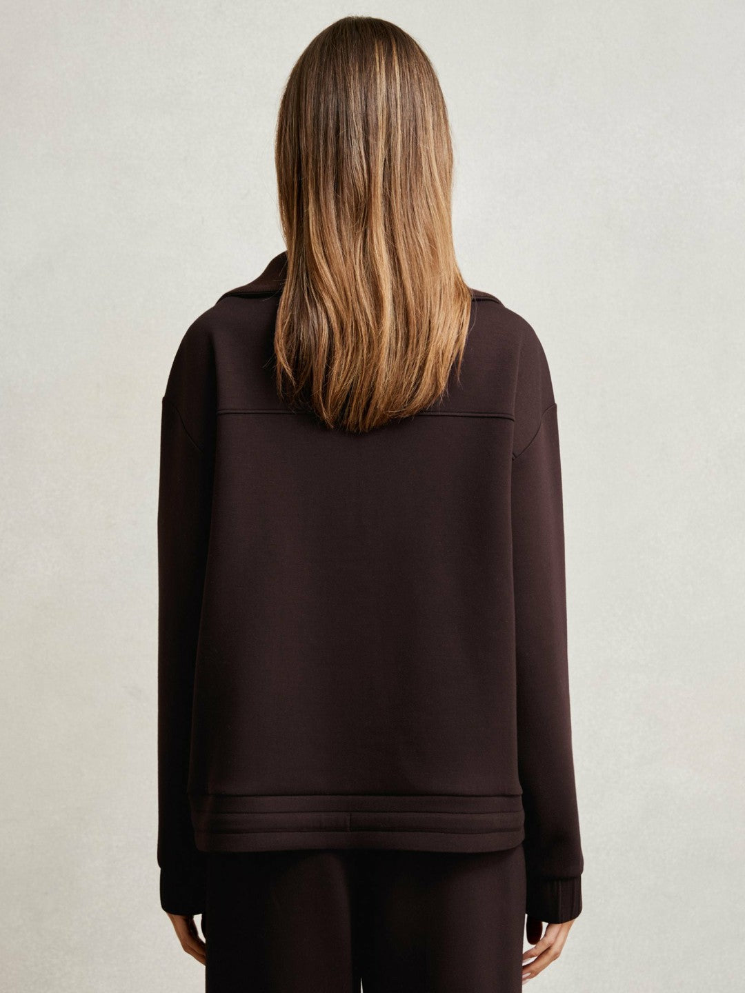 Interlock Half Zip Drawstring Hem Sweatshirt Plum | Womens