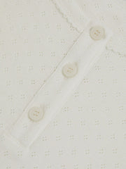 9-13 yrs Cotton Pointelle Button T-Shirt Ivory | Children