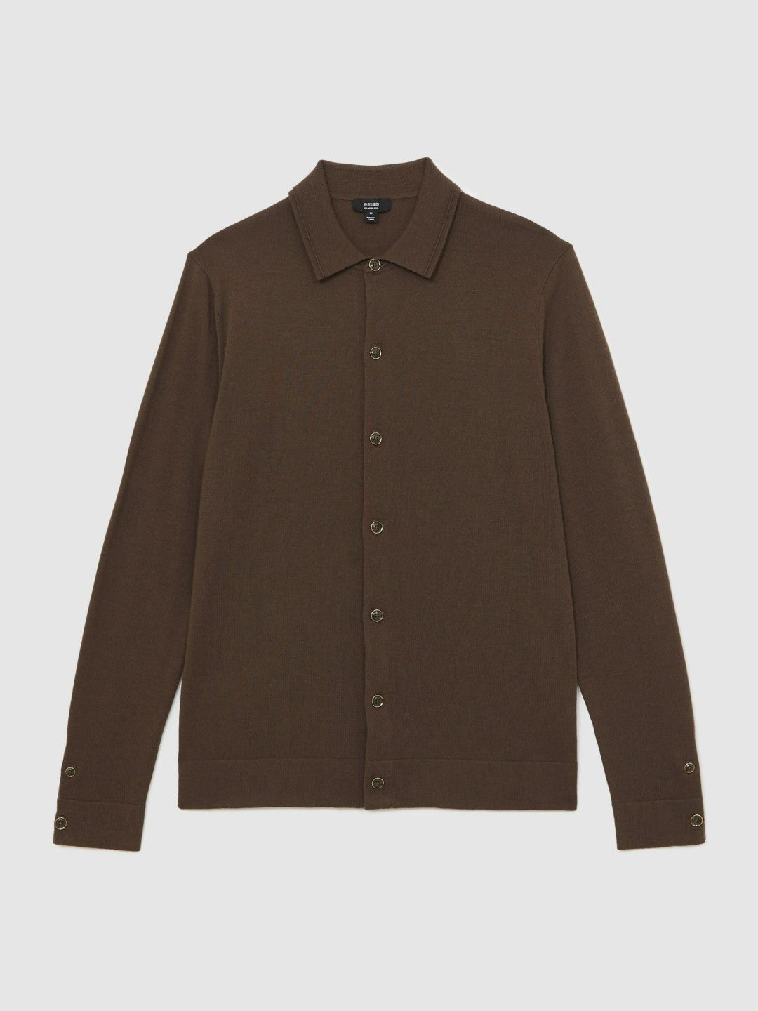 Merino Wool Button-Through Cardigan Chocolate Brown | Mens